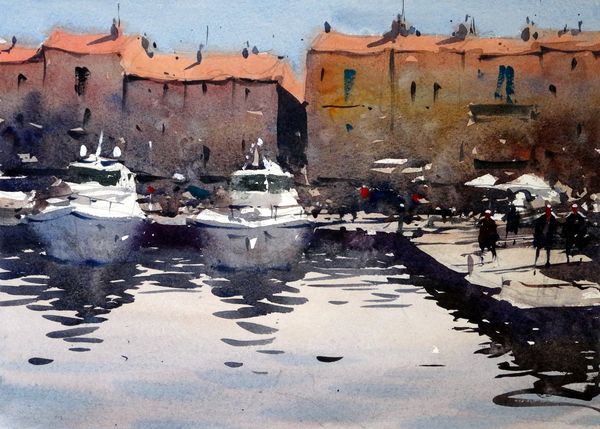 St Tropez Harbour 3 - Original Watercolours by Tim Wilmot